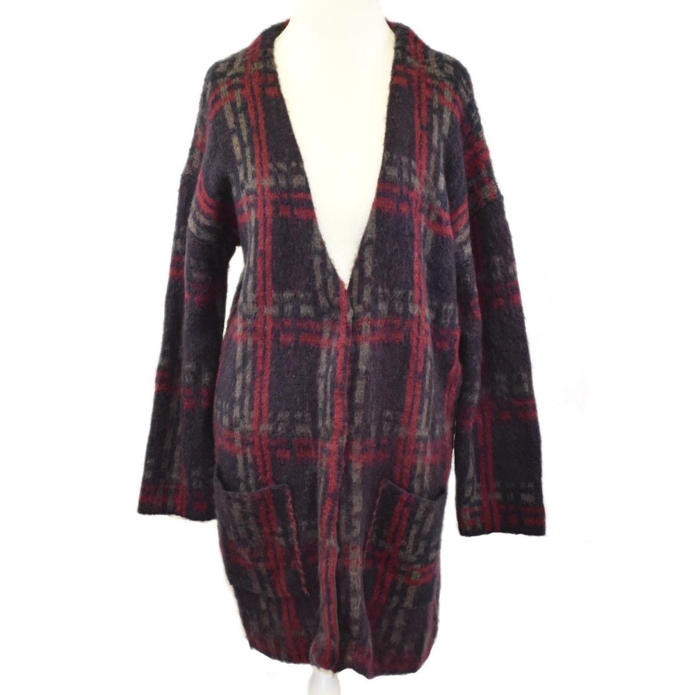 Joa Sweater Cardigan Large Duster Checked